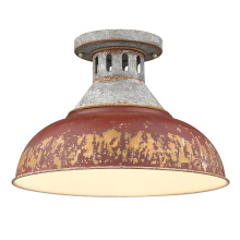 Golden 0865-SF AGV-RED - Golden Lighting Kinsley 1-light Semi-Flush Mount in Antique Red shade